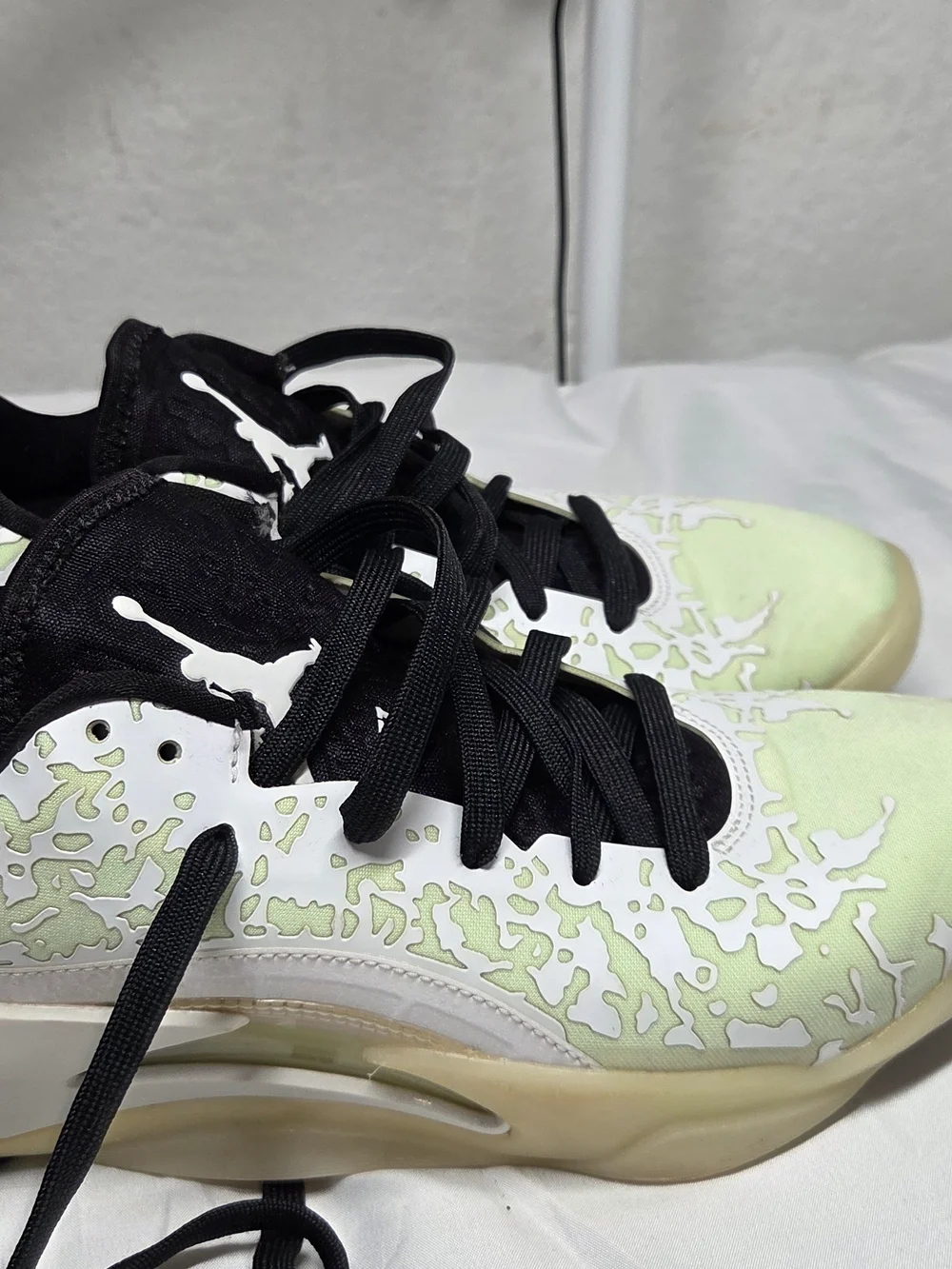 Jordan Women's Sneakers in Black and Light Green